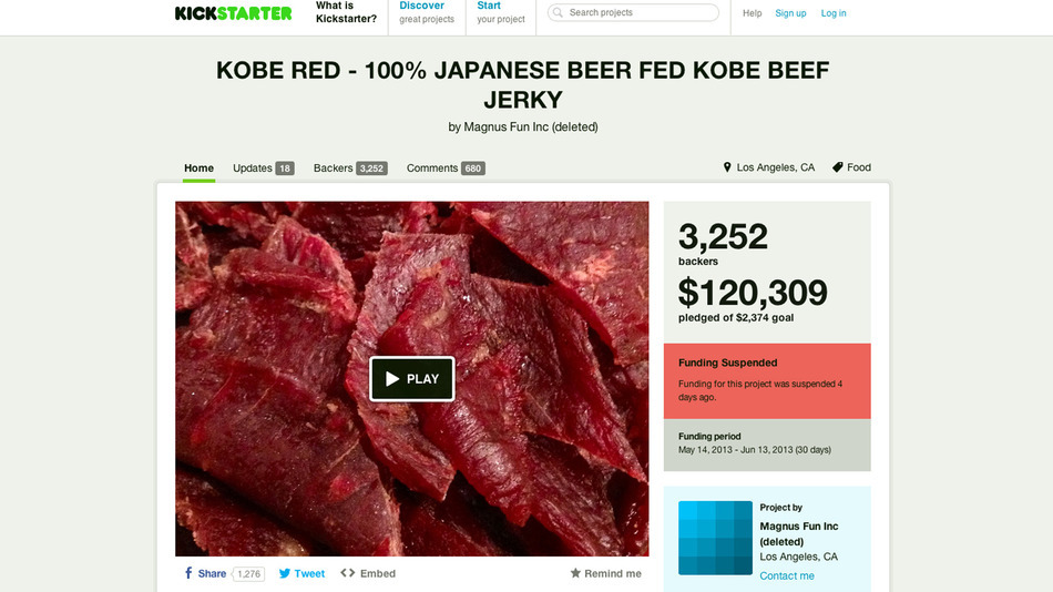 Lauth Investigations International | Kobe Red Beef Jerky - How a Private Investigator Busted a Kickstarter Coup Photo via Mashable